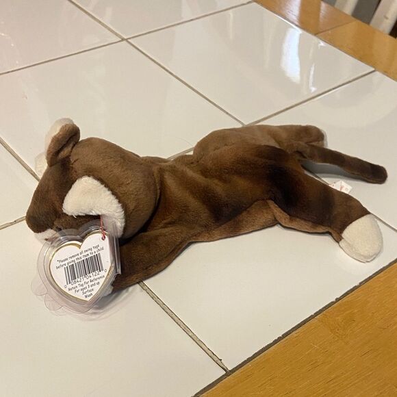 Ty Beanie Baby Pounce Brown and White Plush Cat Toy, 1OO - Picture 2 of 4